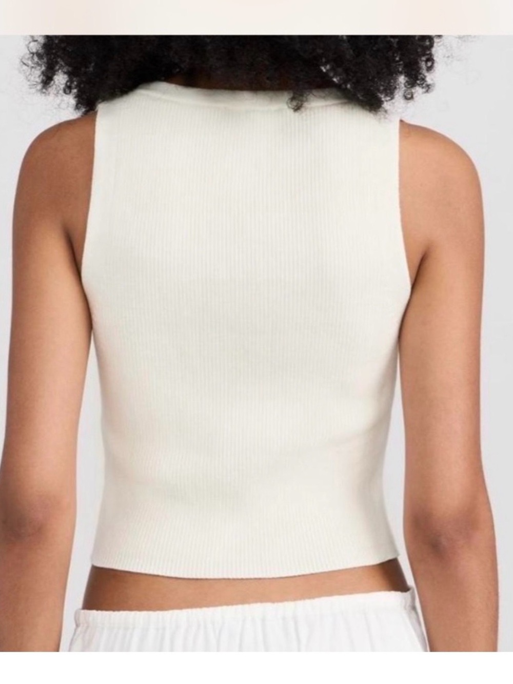 Reformation Cream Ribbed Hook-Front Crop Tank - Picture 2 of 6